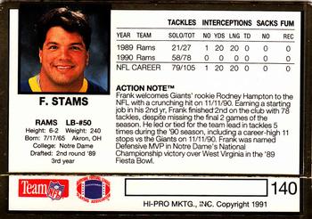 1991 Action Packed #140 Frank Stams Back