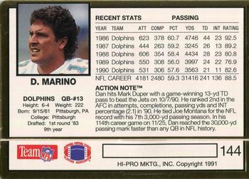 1991 Action Packed #144 Dan Marino Back