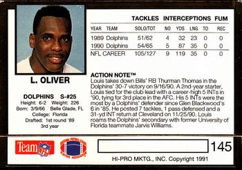 1991 Action Packed #145 Louis Oliver Back