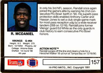1991 Action Packed #157 Randall McDaniel Back