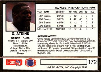 1991 Action Packed #172 Gene Atkins Back