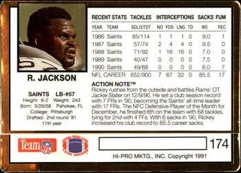 1991 Action Packed #174 Rickey Jackson Back