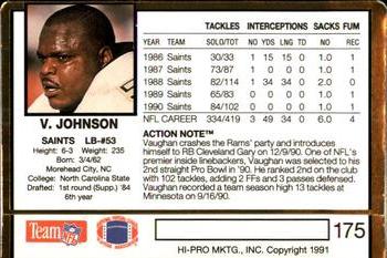 1991 Action Packed #175 Vaughan Johnson Back