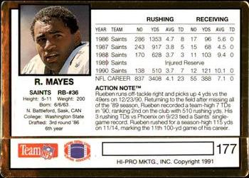1991 Action Packed #177 Rueben Mayes Back