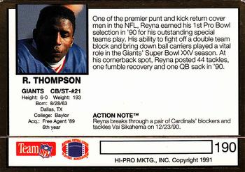 1991 Action Packed #190 Reyna Thompson Back