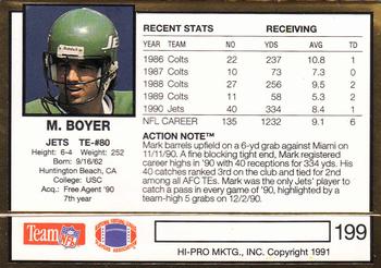 1991 Action Packed #199 Mark Boyer Back