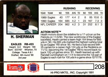 1991 Action Packed #208 Heath Sherman Back