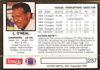1991 Action Packed #237 Leslie O'Neal Back