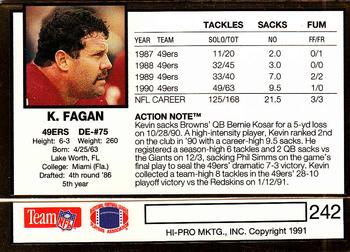 1991 Action Packed #242 Kevin Fagan Back
