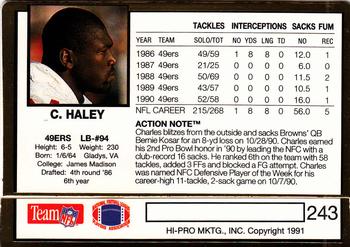 1991 Action Packed #243 Charles Haley Back