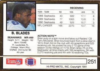 1991 Action Packed #251 Brian Blades Back