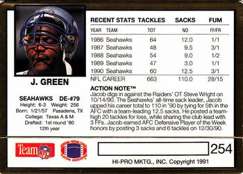 1991 Action Packed #254 Jacob Green Back