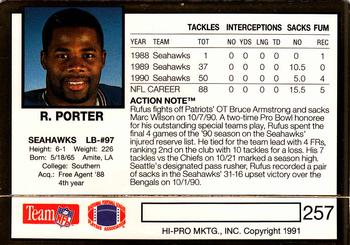 1991 Action Packed #257 Rufus Porter Back