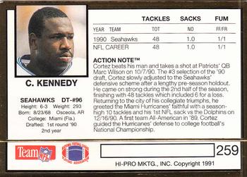 1991 Action Packed #259 Cortez Kennedy Back