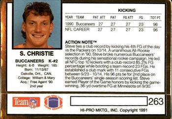 1991 Action Packed #263 Steve Christie Back