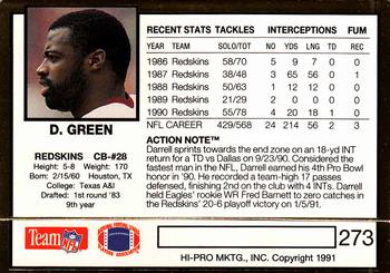 1991 Action Packed #273 Darrell Green Back