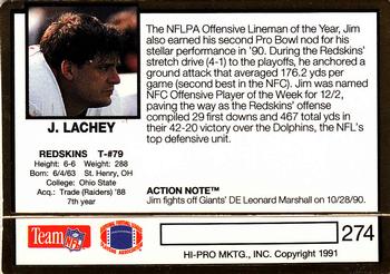 1991 Action Packed #274 Jim Lachey Back
