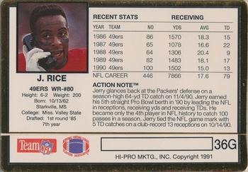 1991 Action Packed - 24K Gold #36G Jerry Rice Back
