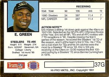 1991 Action Packed - 24K Gold #37G Eric Green Back