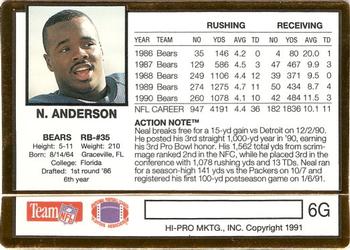 1991 Action Packed - 24K Gold #6G Neal Anderson Back