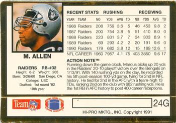 1991 Action Packed - 24K Gold #24G Marcus Allen Back