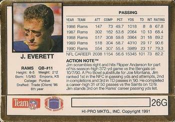 1991 Action Packed - 24K Gold #26G Jim Everett Back