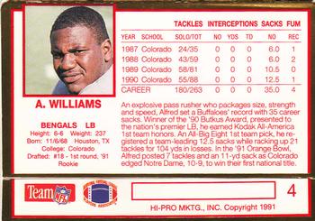 1991 Action Packed Rookie/Update #4 Alfred Williams Back