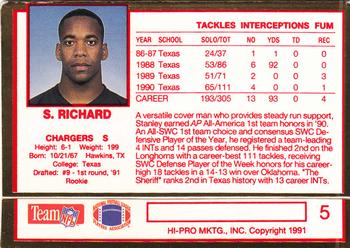 1991 Action Packed Rookie/Update #5 Stanley Richard Back