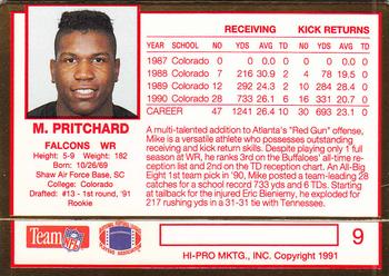 1991 Action Packed Rookie/Update #9 Mike Pritchard Back