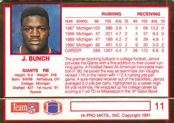 1991 Action Packed Rookie/Update #11 Jarrod Bunch Back