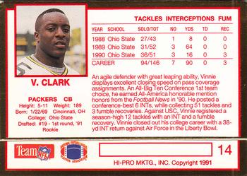 1991 Action Packed Rookie/Update #14 Vinnie Clark Back