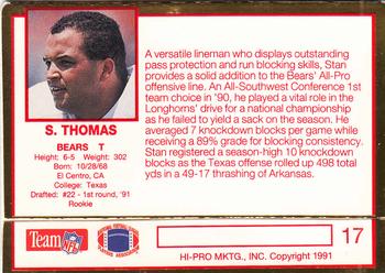 1991 Action Packed Rookie/Update #17 Stan Thomas Back