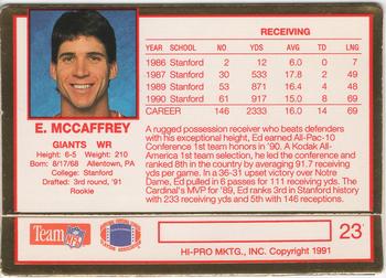 1991 Action Packed Rookie/Update #23 Ed McCaffrey Back