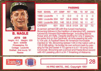 1991 Action Packed Rookie/Update #28 Browning Nagle Back