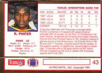 1991 Action Packed Rookie/Update #43 Roman Phifer Back
