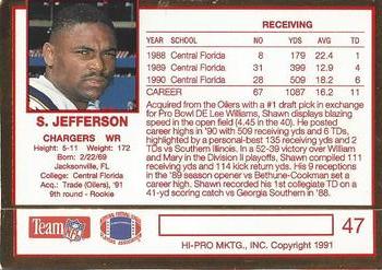 1991 Action Packed Rookie/Update #47 Shawn Jefferson Back
