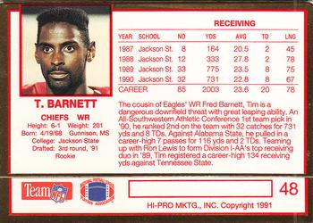 1991 Action Packed Rookie/Update #48 Tim Barnett Back