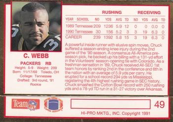 1991 Action Packed Rookie/Update #49 Chuck Webb Back