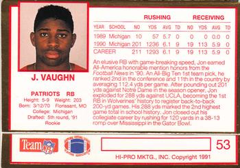 1991 Action Packed Rookie/Update #53 Jon Vaughn Back