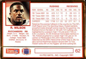 1991 Action Packed Rookie/Update #62 Robert Wilson Back