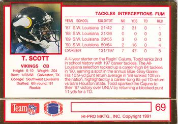 1991 Action Packed Rookie/Update #69 Todd Scott Back