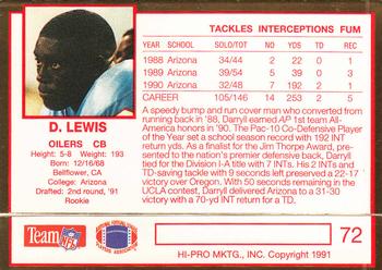 1991 Action Packed Rookie/Update #72 Darryll Lewis Back