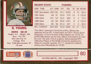 1991 Action Packed Rookie/Update #80 Steve Young Back