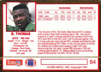 1991 Action Packed Rookie/Update #84 Blair Thomas Back