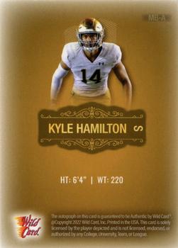2022 Wild Card Matte - Autographs Gold/Green Foil #MB-A Kyle Hamilton Back