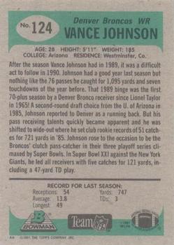1991 Bowman #124 Vance Johnson Back