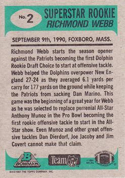 1991 Bowman #2 Richmond Webb Back