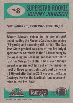 1991 Bowman #8 Johnny Johnson Back