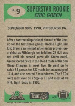 1991 Bowman #9 Eric Green Back