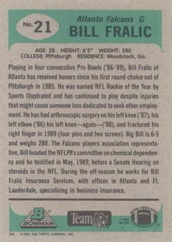 1991 Bowman #21 Bill Fralic Back